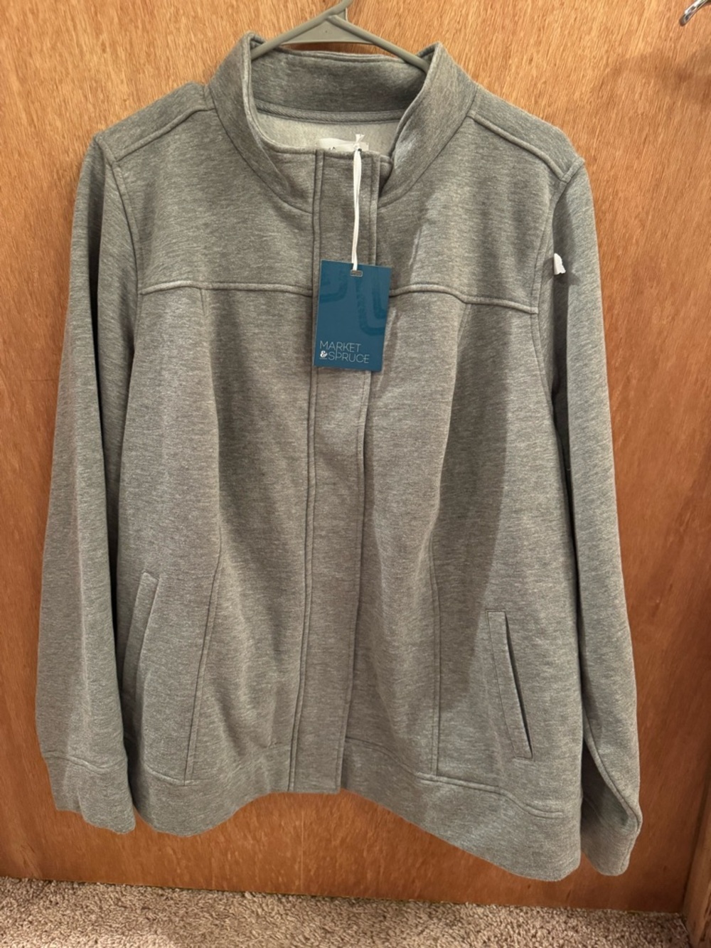 Market & Spruce Heather Gray Zip-Front Sweatshirt Hoodie